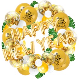 64pcs Birthday Party Decorations, Birthday Banner, 3D Foil Happy Birthday Balloons Big Star Confetti Metallic Balloons for Kids Boys Men Women Adults Ecofriendly Party Supplies (Gold)