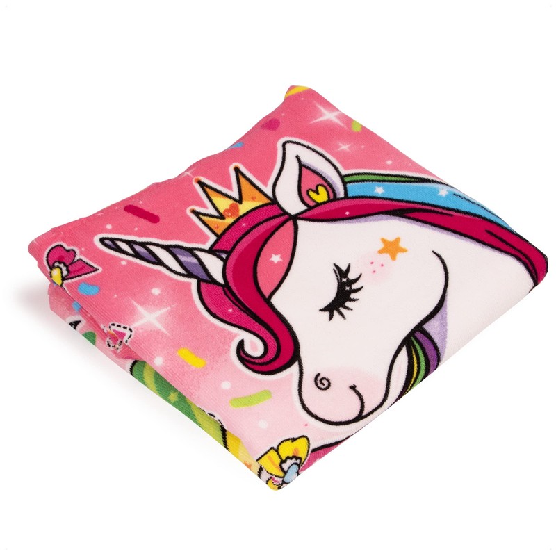 com-four® Bath Poncho with Hood, Beach Towel with Unicorn Motif,