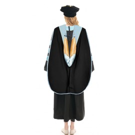 Herrenbek Doctoral Graduation Gown Hood and Tam 8 Sided Package Doctoral Regalia Sky Blue
