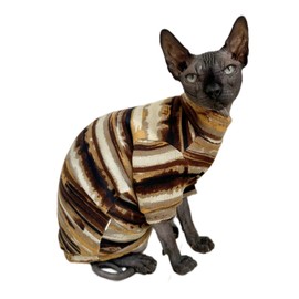 Sphynx Clothes Hairless Cat Shirt Cat Vest Pet Clothes, Round Collar Vest Kitten Shirts, Cats & Small Dogs Apparel (Rust Color, X-Large)