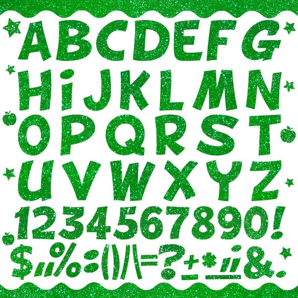 269Pcs Glitter Bulletin Board Letters Apples Stars Cutouts Set, Include