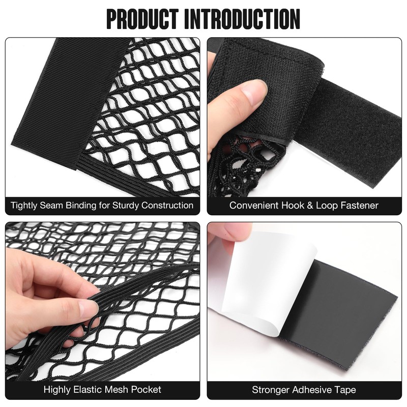 TOBWOLF 2PCS 25x80cm / 9.8x31.5in Mesh Storage Pocket Bag with
