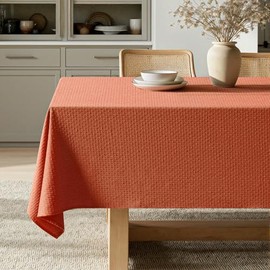 MIULEE Fall Linen Table Cloth Rectangle Tablecloth Waterproof Spillproof Cross-Star Textured Table Cltoth Decorative Farmhouse for Dining Party Christmas Weddings Birthday 60x120 Inch, Burnt Orange