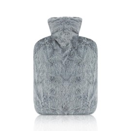 Tetnsk Hot Water Bottle with Cover, 2L Classic Rubber Hot Water Bag for Hand Feet Warmer Grey