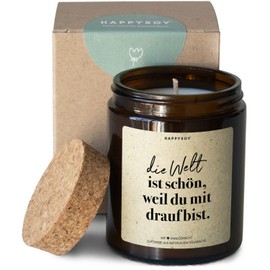 Danke sagen Soja Duftkerze im Glas mit Spruch - natürlich, handgemacht - nachhaltiges Geschenk für Frauen, Partnerin, Partner, beste Freundin bester Freund Dankeschön - inkl. Korkdeckel