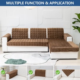 Eismodra Armrest Covers,Sectional Couch Covers,L Shape Sofa Slipcover Furniture Protector for Dogs Cats Pet Chaise Lounge 3 Cushion Couch Loveseat,Light Brown 28 x 28 inches (Only 1 Piece)