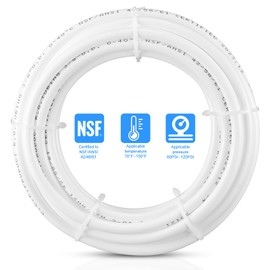 25FT 3/8 Inch O.D.RO Water Tubing,NSF Certified Water Line for RO(Reverse Osmosis) Water Purifier Filter System,BPA free Flexible Tubing(white)