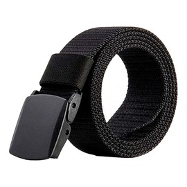 Dokpav Men's Military Tactical Belt, Thickened Nylon, Breathable Canvas Fabric Belt, Adjustable Webbing with Plastic Buckle, 140 cm Length, black