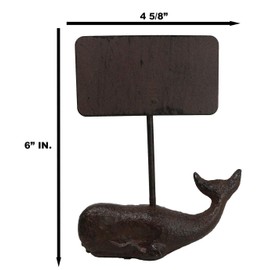 Ebros Gift Rustic Vintage Cast Iron Sperm Whale Cachalot Decorative Paperweight Chalk Board Sign Table Top Bar Countertop Figurine 6" H Nautical Marine Sea Ocean Animal Sculpture