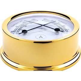 Autonautic - Thermohygrometer - TH95D - Marine Brass Comfortmeter with Gold Finishing Case for Leisure Craft, Caravans, or Motorhomes - 3.74" D x 4.8" W x 1.76" L x 5.46" H - Made in Europe