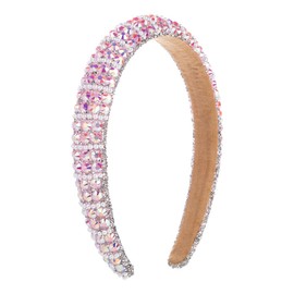 scicent Hairbands Non-Slip Wide Cute Headbands Pink Head Band Embellished Beaded Hair Band Bling Bling Diamond Headhoops Wedding Hair Decoration - 26506