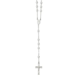 Solid 925 Sterling Silver Rosary Pendant Necklace Charm Chain 26"