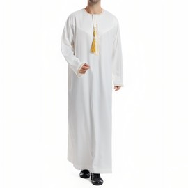 Musuly Men's Kaftan - Traditional Thobe Abaya Djellaba, White