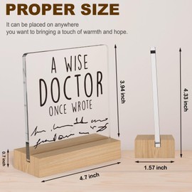 Doctor Gifts for Men Women, Dental Assistant Week Gifts for Coworker, Thank You Doctor Plaque with Wooden Stand, A Wise Doctor Once Wrote Funny National Doctors Day Gifts, Birthday Retirement Gifts