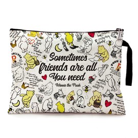 ZHANTUONE Sometimes Friends are All You Needs, divertida bolsa de cosméticos con cierre, regalos de cumpleaños para mejores amigos, compañeros de clase, regalos para hermanas y mejores amigos, bolsa de cosméticos plegable de gran capacidad, Blanco