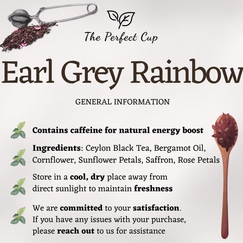 Earl Grey Rainbow Loose Leaf Tea, Bergamot Oil, Resealable Pouch