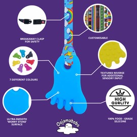 Sensory Oojamabobs - Foot Pendant chew Necklace - Autism - Blue with Lanyard (6 Designs Available!) (54cm, Football)