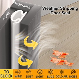 【New Upgrade】 Weather Stripping Door Seal, Silicone Door Weather Stripping for Door Frame & Window, Door Insulation Soundproof Strip, Door Gap Filler Suit for 5-7mm (16.5FT White 2/5" W × 5/16" T)