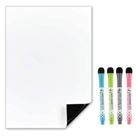 TMS Small Fridge Whiteboard, Mini Magnetic White Board, Dry Wipe Memo Board Magnet, To Do List, Weekly Meal Planner, Kitchen Notice Board with Dry Erase Markers - for Home, Kids or Office