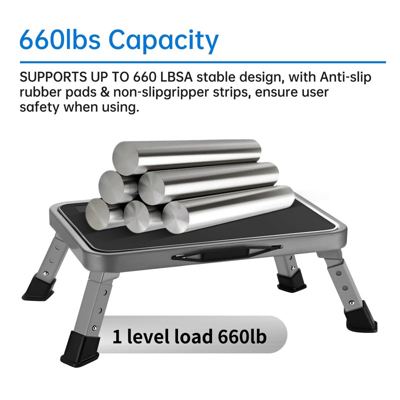 RV Step Stool Foldable 1-Step Ladder Sturdy Metal Stable Step