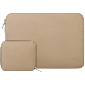 MOSISO Laptop Sleeve Compatible with MacBook Air/Pro, 13-13.3 inch Notebook, Compatible with MacBook Pro 14 inch M4 M3 M2 M1 Chip Pro Max 2024-2021, Neoprene Bag with Small Case, Apricot