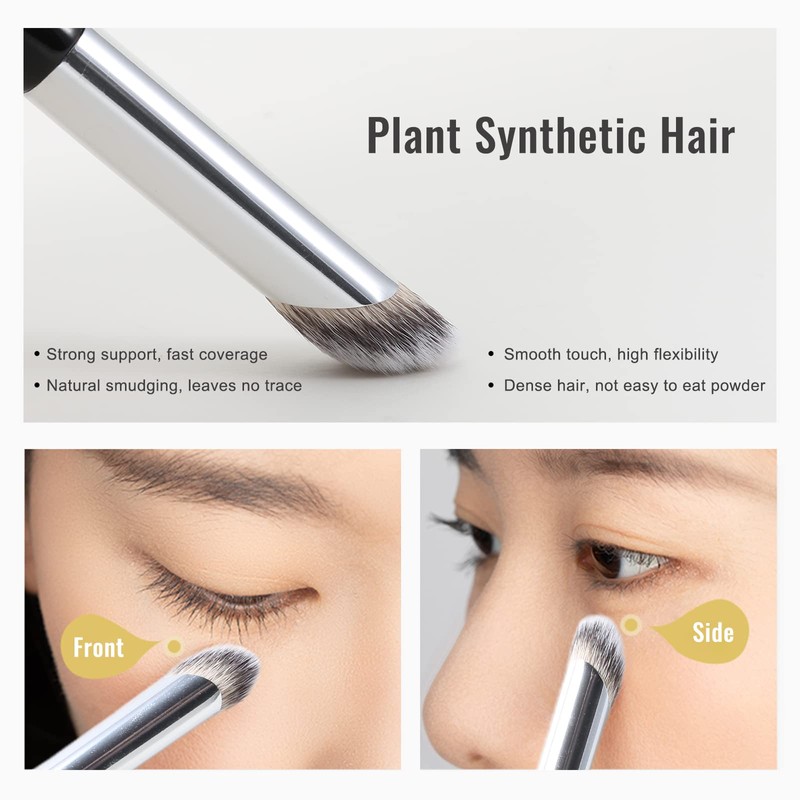 Erinde Angled Concealer Makeup Brush Under Eye, Slanted Oval Top