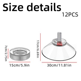 BZKSER Transparent Plastic Suction Cups, Pack of 12, Transparent Suction Cups, Window Suction Cups, Hooks for Windows, with Suction Cups, Strong Window Mounting, Double Layer 30 mm, with Hooks