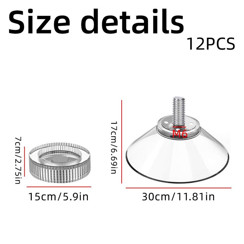 BZKSER Transparent Plastic Suction Cups, Pack of 12, Transparent Suction