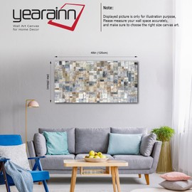 Large Abstract Canvas Wall Art for Living Room Wall Decor Geometric Patterns Canvas Prints Artwork Brown Grey Indigo Rectangle Canvas Pictures Home Office Wall Decorations Ready to Hang 24" X 48"