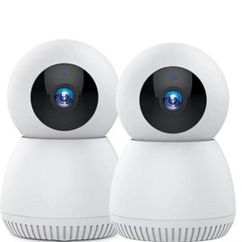 PETS Camera, Indoor Home Security Smart Camera, Dual Band WiFi, Two-Way Talk, Human Detection and Color Night Vision Indoor Wireless - Color: 2pcs