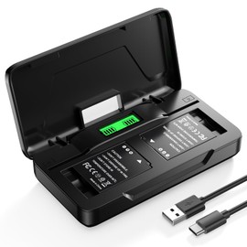 EN-EL12 Battery 2 Pack and USB-C Dual Charger for Nikon Coolpix S9900, S9700, S9500, S9300, AW110, AW130, S70 and More (1500mAh High Capacity)