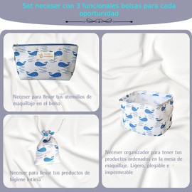 Women Cosmetic Bag Set Toiletry Bag Organizer Makeup Bag Blue Cosmetic Bag with Organizer, blue, Cosmetic bag with organiser