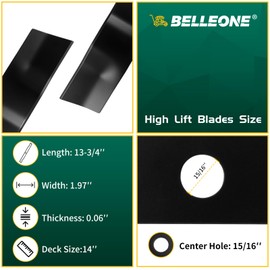 Belleone Lawn Mower Blade Compatible with Greenworks 14 inch Mower C3208090-00 MO40B410, MO09B01, MO14B00, 1 Pack