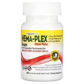Natures Plus 네이처스플러스 Hema-Plex 철분 iron 필수 영양소 서방형 미니 정제 60정 Nature's Plus Hema-Plex Iron Essential Nutrient Extended Release Mini Tablets 60 Tablets