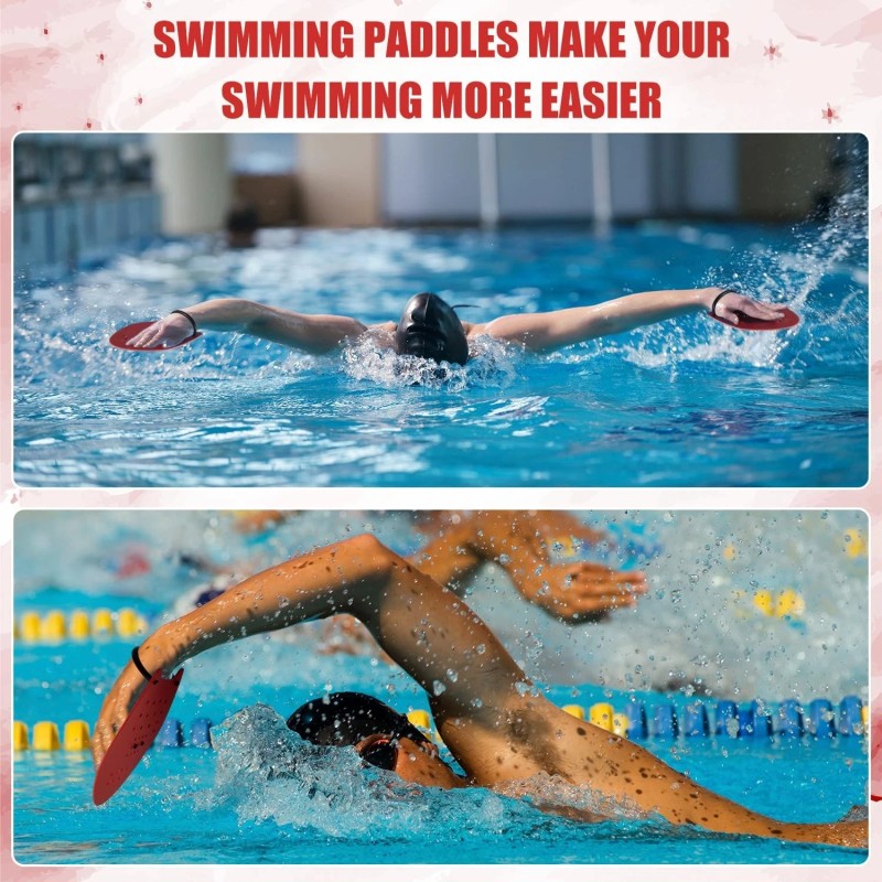 NQEUEPN Swimming Paddle Hands, Paddles Equipment Lightweight Medium, red