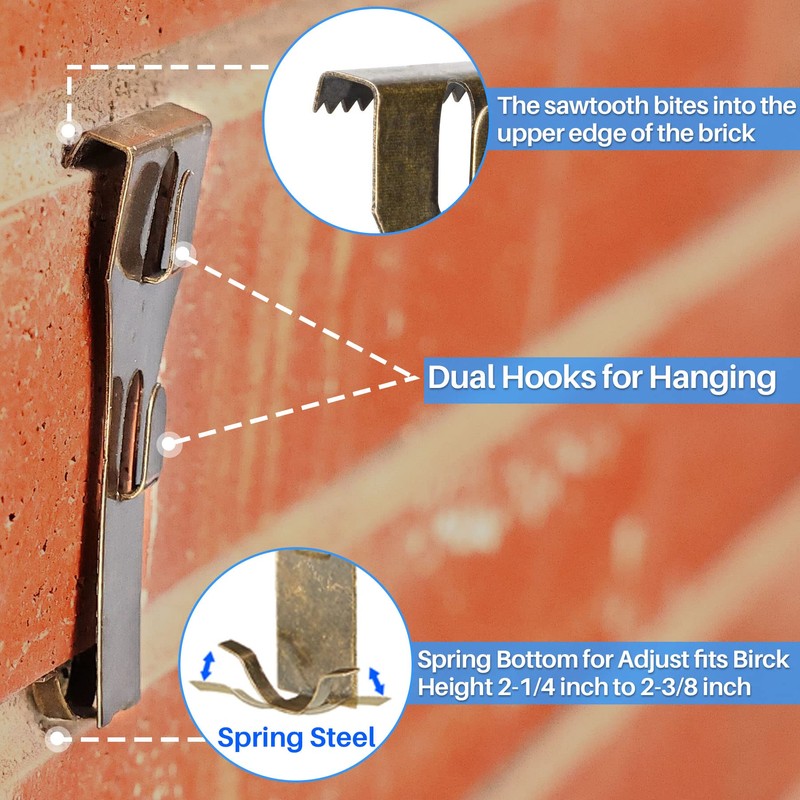 9 Pack Brick Wall Clips for Hanging Pictures Wall Spring