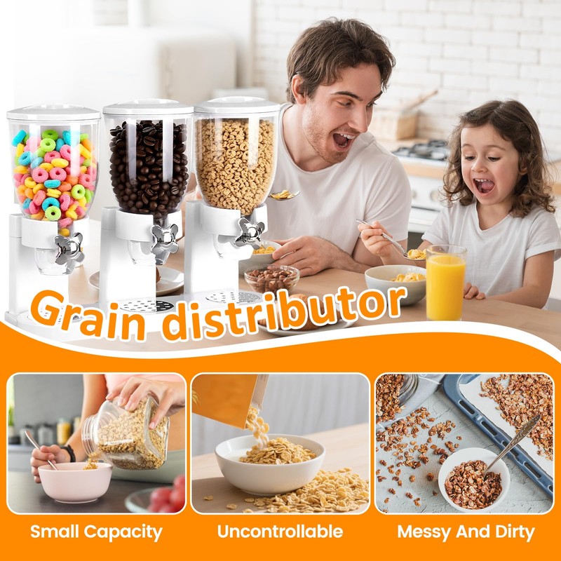 Petyoung Triple Food Storage Dispenser, 6L Capacity Cereal Container, Plastic