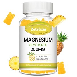 Gomitas de glicinato de magnesio de 200 mg, suplementos de glicinato de magnesio de alta absorcin para relajacin, masticables de magnesio para...     