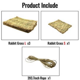 Tfwadmx Rabbit Grass Mat Large 16.5''x11'' &11.0''x8.3'' Natural Seagrass Woven Bunny Sleeping Bed Cage Chew Toy for Chinchilla Guinea Pig Ferret Guinea Pig and Small Animals - 4Pcs