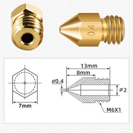 Yoholda 12PCS 3D Printer Nozzle, 0.4mm Brass Nozzles, High Temperature Resistant, Compatible for Creality Ender/CR Series