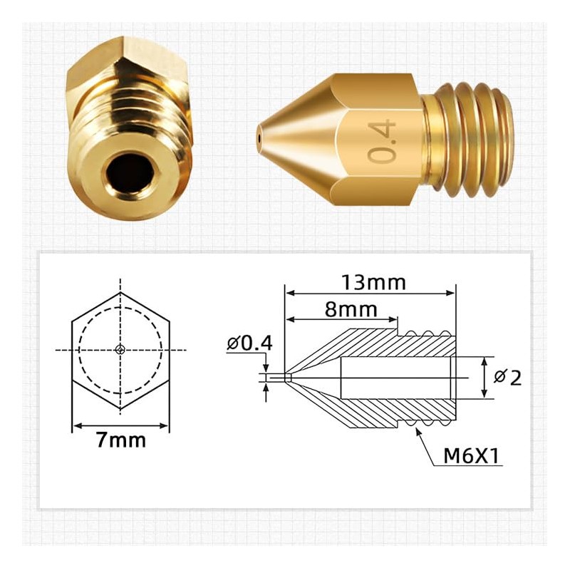 Yoholda 12PCS 3D Printer Nozzle, 0.4mm Brass Nozzles, High Temperature