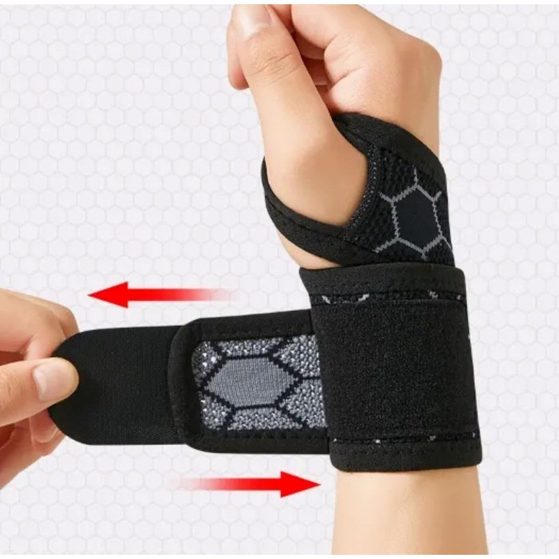 LUVILS Sports Honeycomb Wrist Support Breathable Elastic Band Black Right