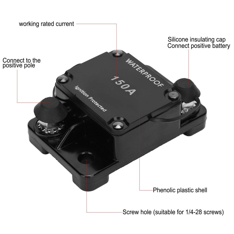 HT-608 Circuit Breaker Waterproof Automatic Switch Auto Reset Holder Inverter