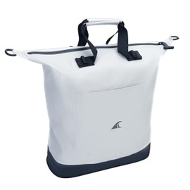 Breakwater Supply™ Waterproof Utility Travel Tote Bag with Secure Airtight Zipper, Shoulder Strap and Carry Handles | IP68 Ocean-Grade | Beach, Boat, Swim, Vacation (Riverton Fog White)