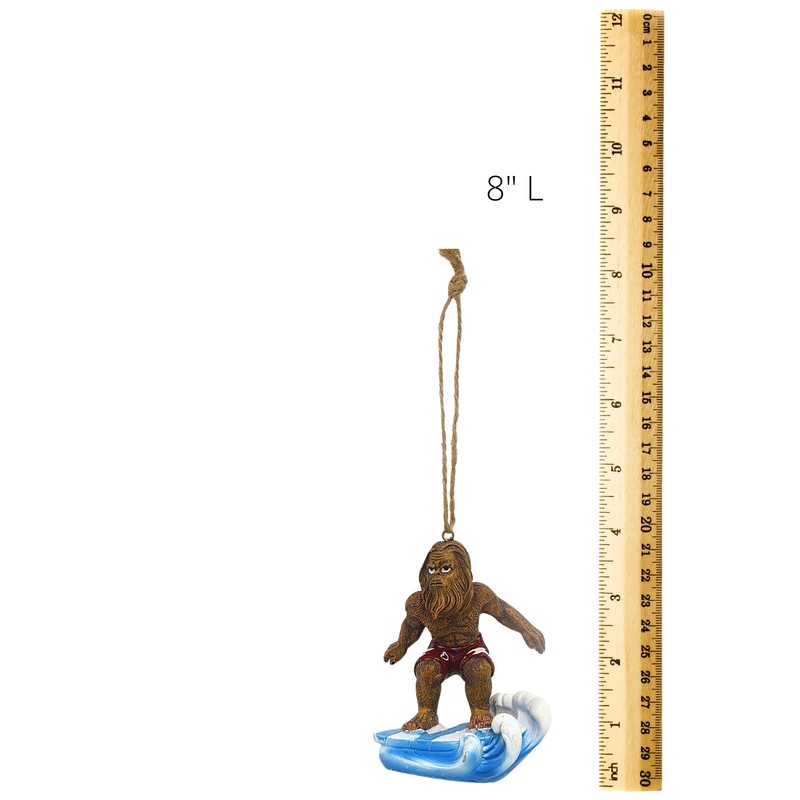 Surfing Sasquatch Resin Ornament for Tree, Unusual Christmas Tree Ornaments,