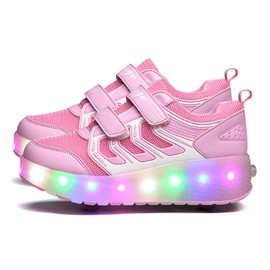 AIkuass Roller Shoes Sneakers LED Light Up Rechargeable Wheel Shoes As Gift for Girls Women