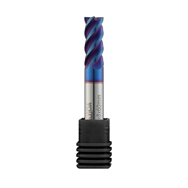 ALYICIA 8mm Nano-Coated Tungsten Carbide End Mill, 4-Flute Micro-Grain Endmills