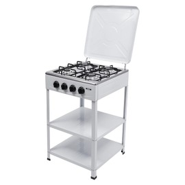 Portable Propane Gas Stove,4 Burner Gas Cooker with Removable Storage Stand Stainless Steel Outdoor Bbq Grill Camping Stove,300000 BTU Stove Propane for Cafeteria, Apartment, Outdoor Cooking(White)