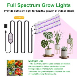 7.8'' 3 Head LED Grow Light Strips, Grow Lamps for Indoor Plants Full Spectrum, Plant Light with 4/8/12H Timer, 10 Dimmable Levels for Seedling Succulent,Best Match for Plant Shelf
