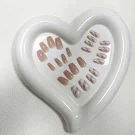 Marble Press on Nails Medium Square Fake Nails Nude Glue on nails Marble False Nails with Design Gold Glitter Stick on Nails Full Cover Glossy Artificial Acrylic Nails for Women Girls Manicure 24pcs